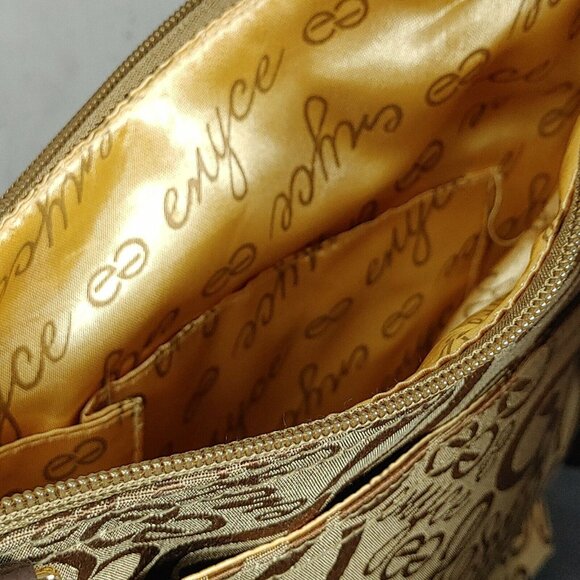 Enyce Designer Crossbody Satchel Purse Shoulder Bag Brown w Gold Hardware Logo - Picture 5 of 6